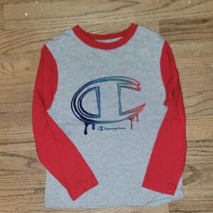 Champion Kids Red and Gray Long Sleeve Tee